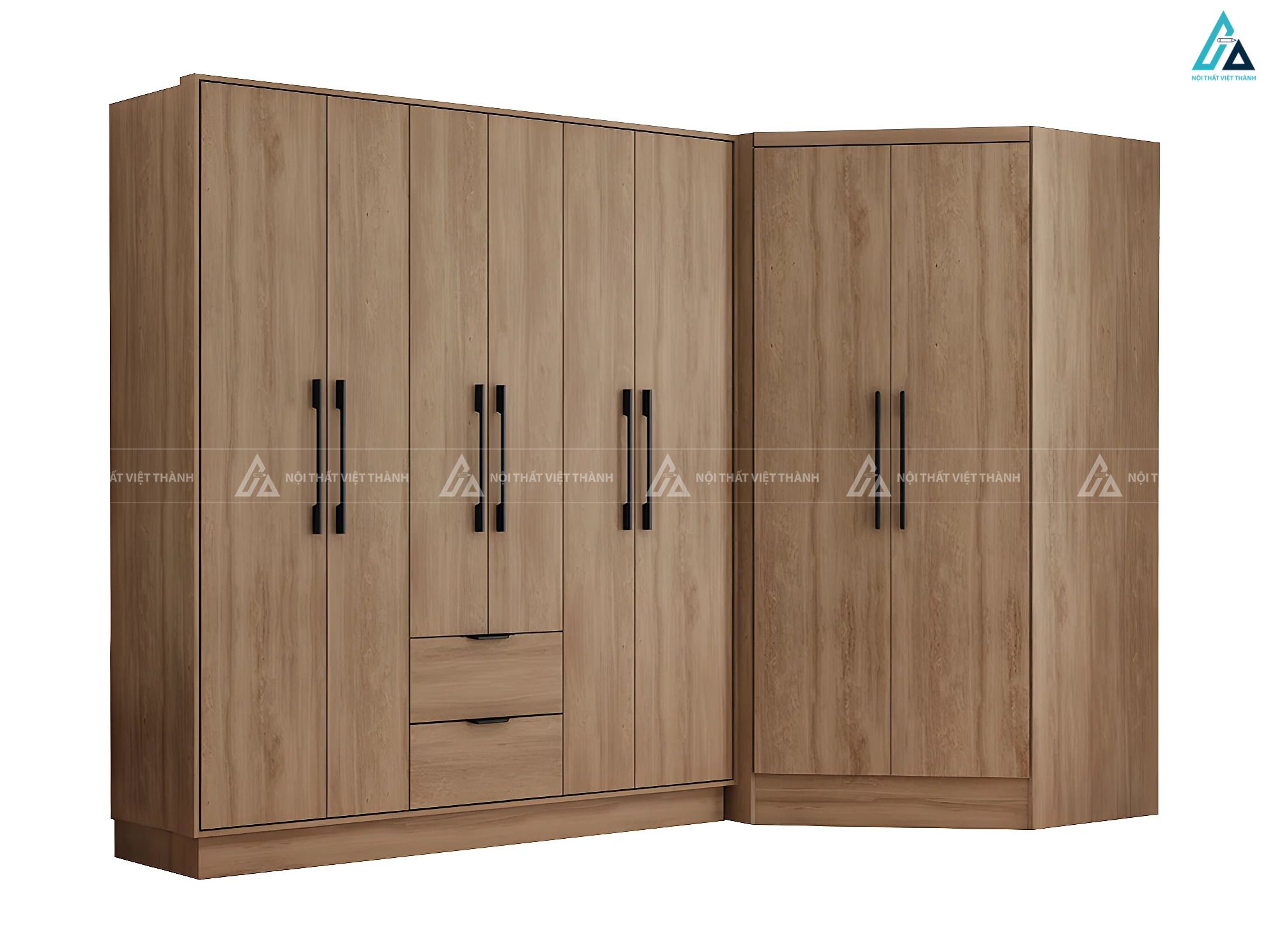 Tủ quần áo gỗ MDF lõi xanh dáng chữ L thiết kế ngăn kéo tiện lợi 3