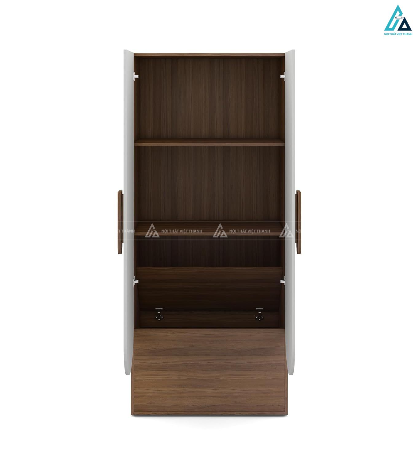 Mẫu tủ quần áo gỗ công nghiệp hai cánh mở thiết kế bo cong tinh tế 3