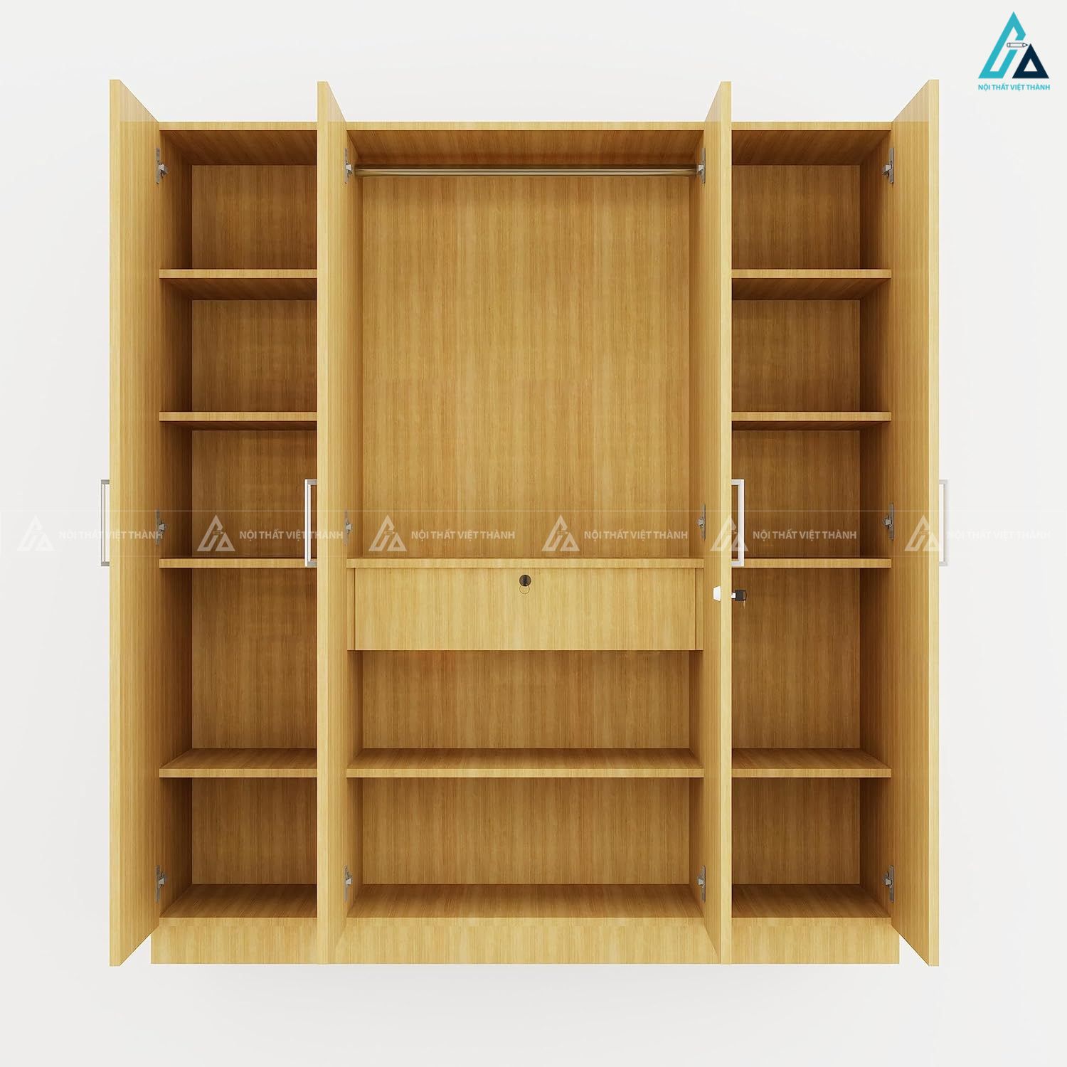 Mẫu tủ quần áo gỗ công nghiệp 4 cánh lớn tối ưu không gian lưu trữ 2