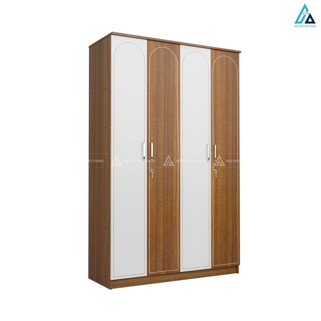 Mẫu tủ quần áo gỗ công nghiệp 4 cánh mở thiết kế kẻ sọc độc đáo 6
