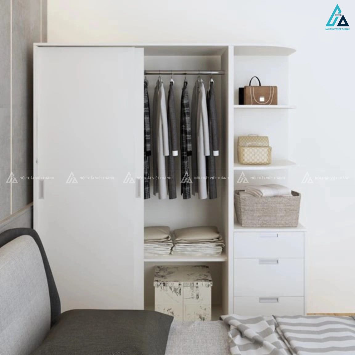 Mẫu tủ quần áo gỗ công nghiệp MDF chống ẩm thiết kế thông minh 3