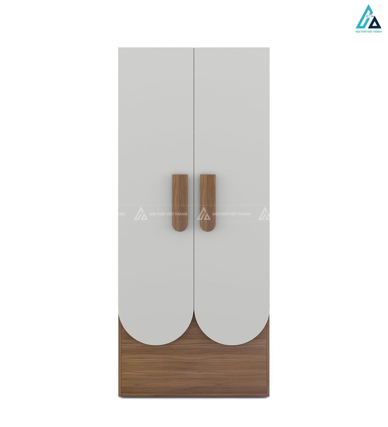 Mẫu tủ quần áo gỗ công nghiệp hai cánh mở thiết kế bo cong tinh tế 1
