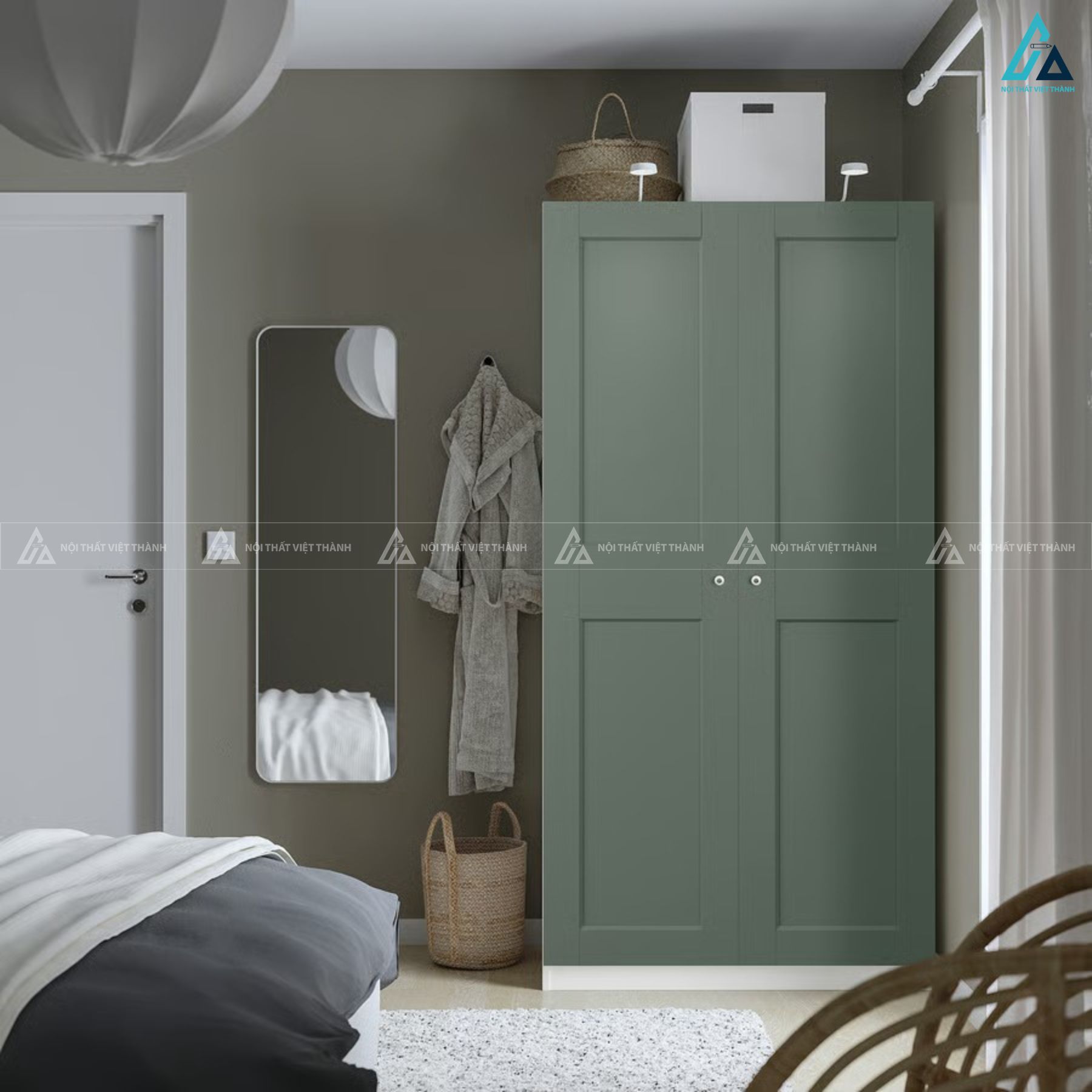 Tủ quần áo gỗ MDF lõi xanh dáng chữ L thiết kế ngăn kéo tiện lợi 4