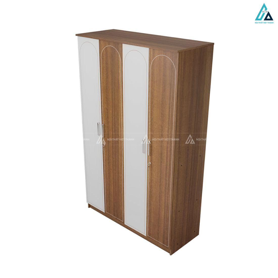 Mẫu tủ quần áo gỗ công nghiệp 4 cánh mở thiết kế kẻ sọc độc đáo 7