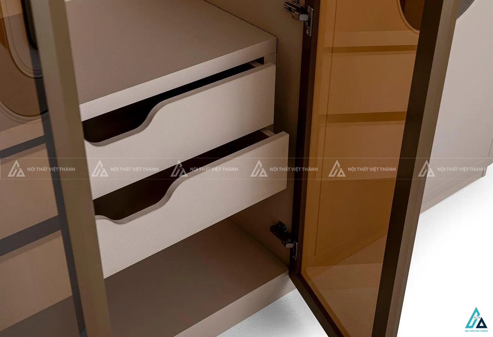 Tủ quần áo gỗ công nghiệp đa năng tích hợp đèn led và ngăn kéo 3