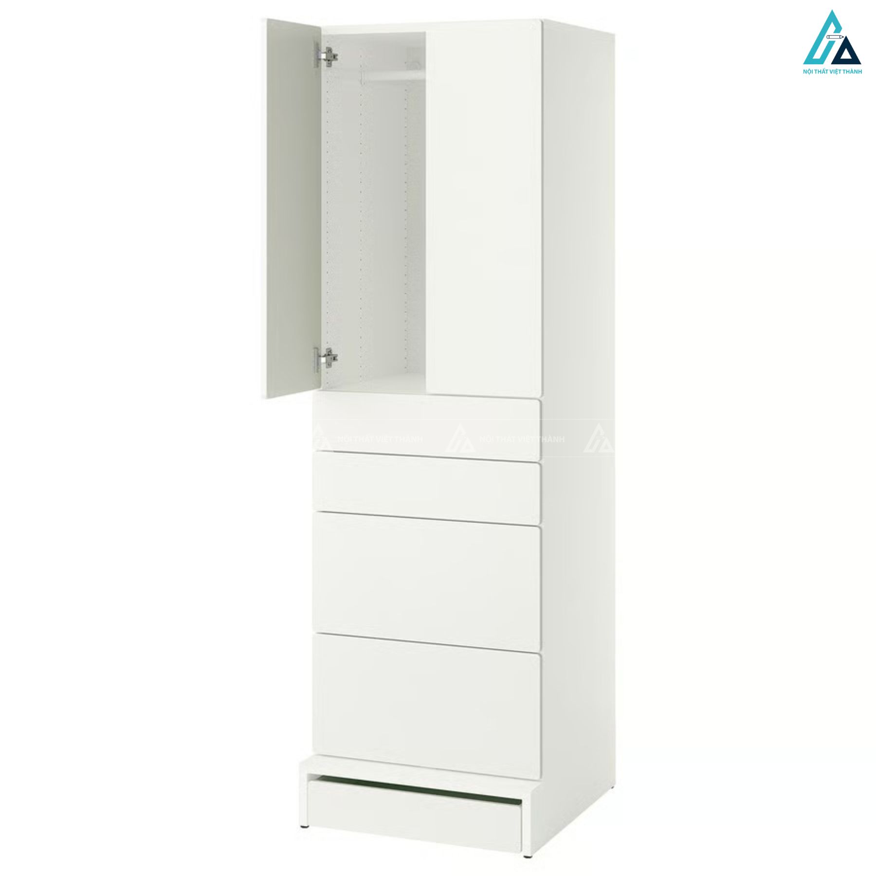 Tủ quần áo gỗ công nghiệp màu trắng thiết kế nhỏ gọn dễ thương 3