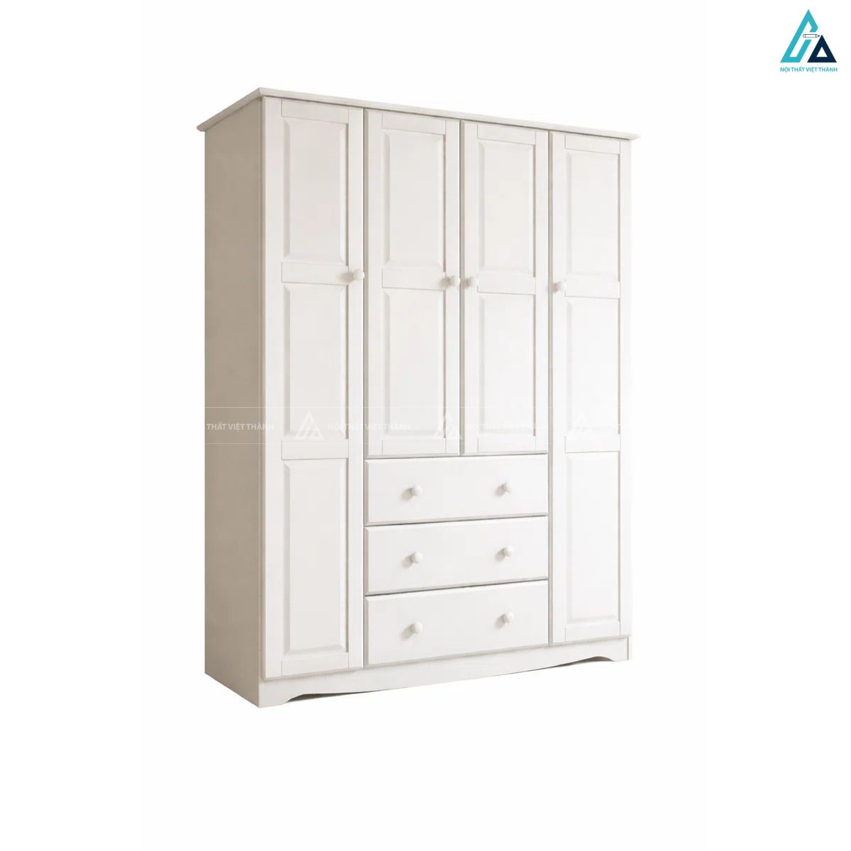 Tủ áo gỗ tự nhiên màu trắng thanh lịch phối ngăn kéo tiện dụng 2
