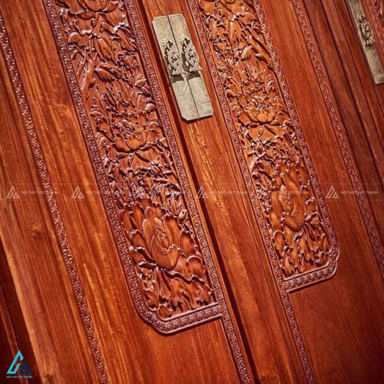 Tủ quần áo gỗ tự nhiên màu trầm sang trọng phong cách Á Đông độc đáo 3