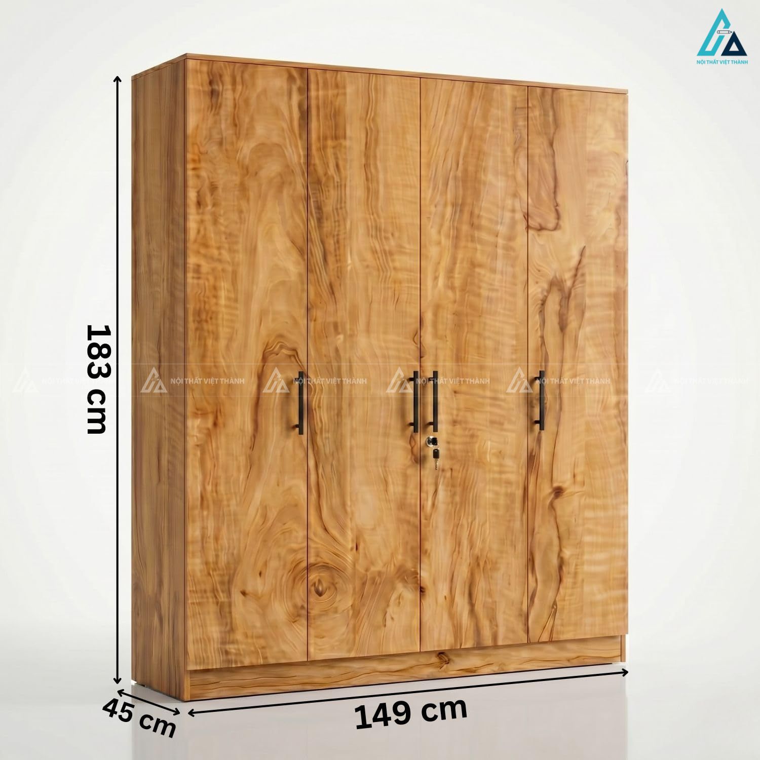 Thiết kế tủ áo gỗ tự nhiên màu sáng vân gỗ cuộn sóng tinh tế 4