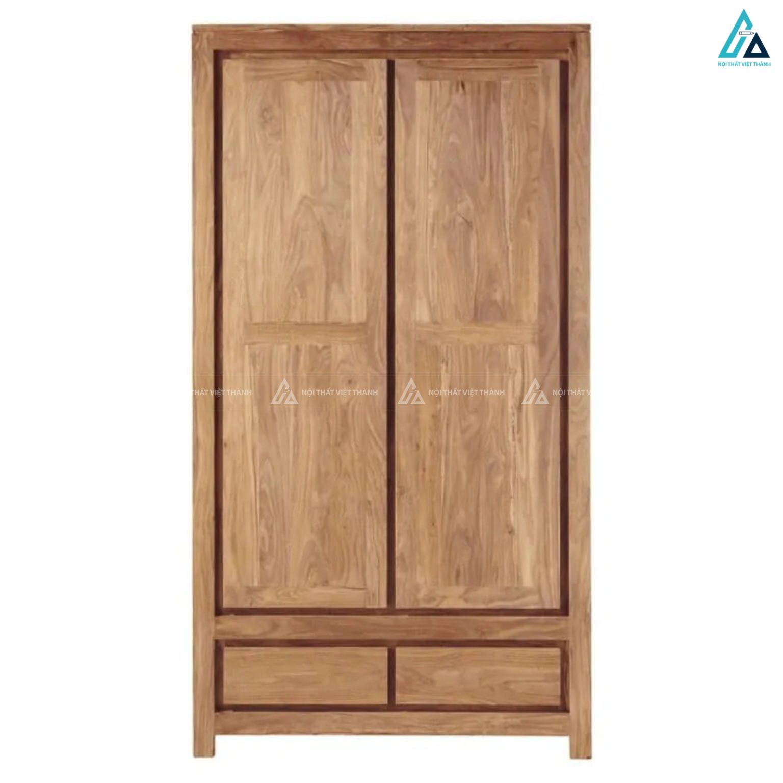 Mẫu tủ áo gỗ tự nhiên 2 cánh có ngăn kéo dưới thông minh 2