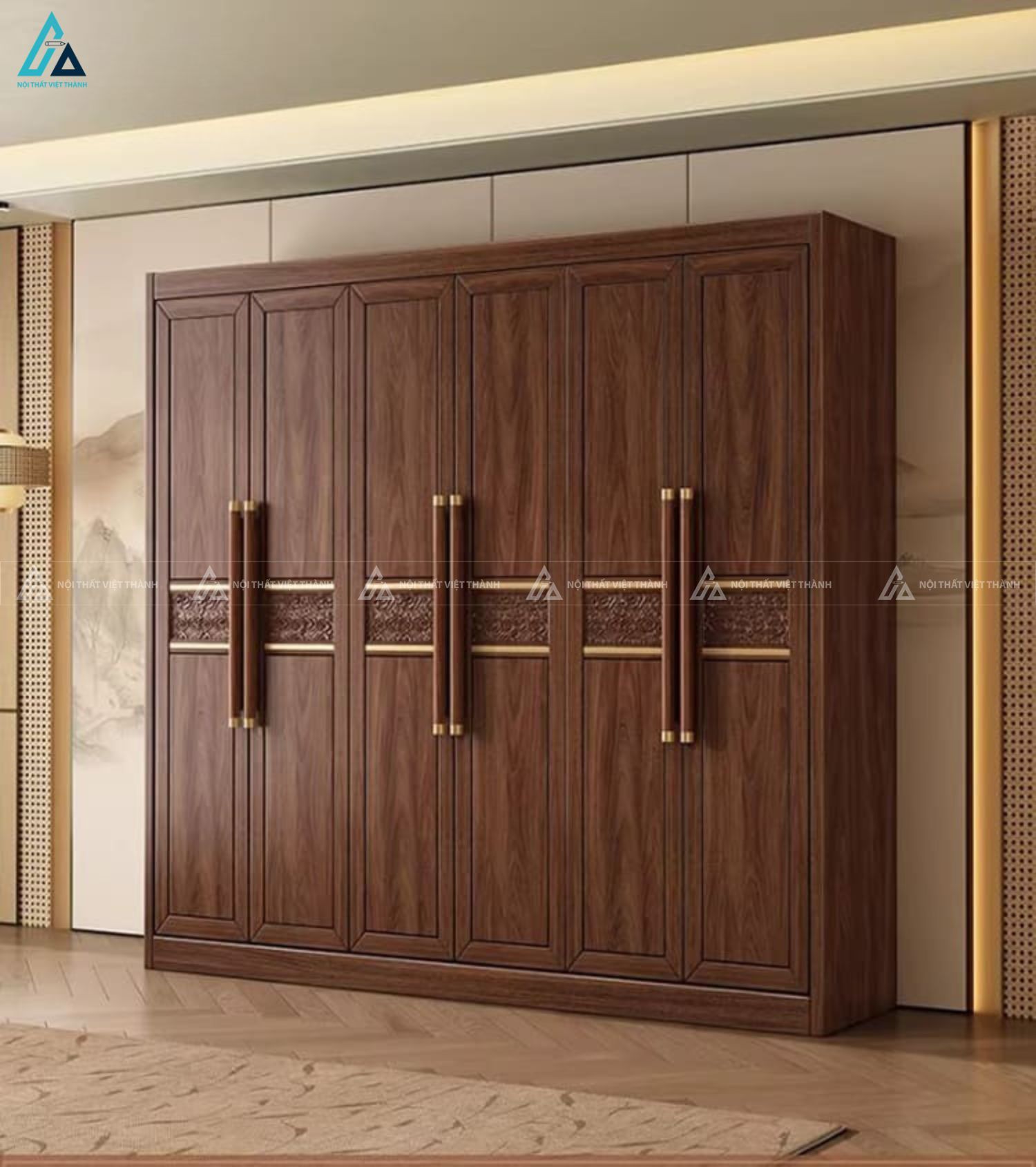 Tủ quần áo gỗ tự nhiên kết hợp kệ đa năng tiện ích phòng ngủ 1