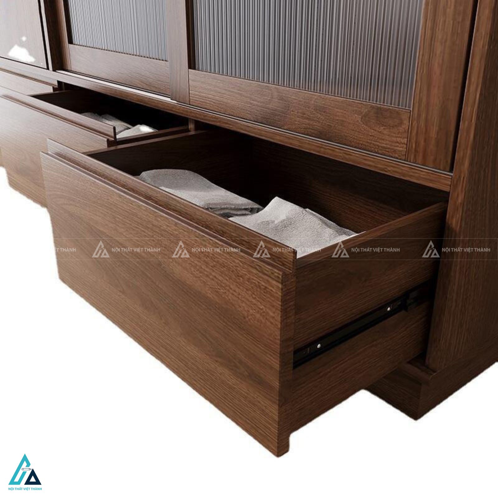 Tủ quần áo gỗ tự nhiên cửa lùa cánh kính tinh tế và thời thượng 4