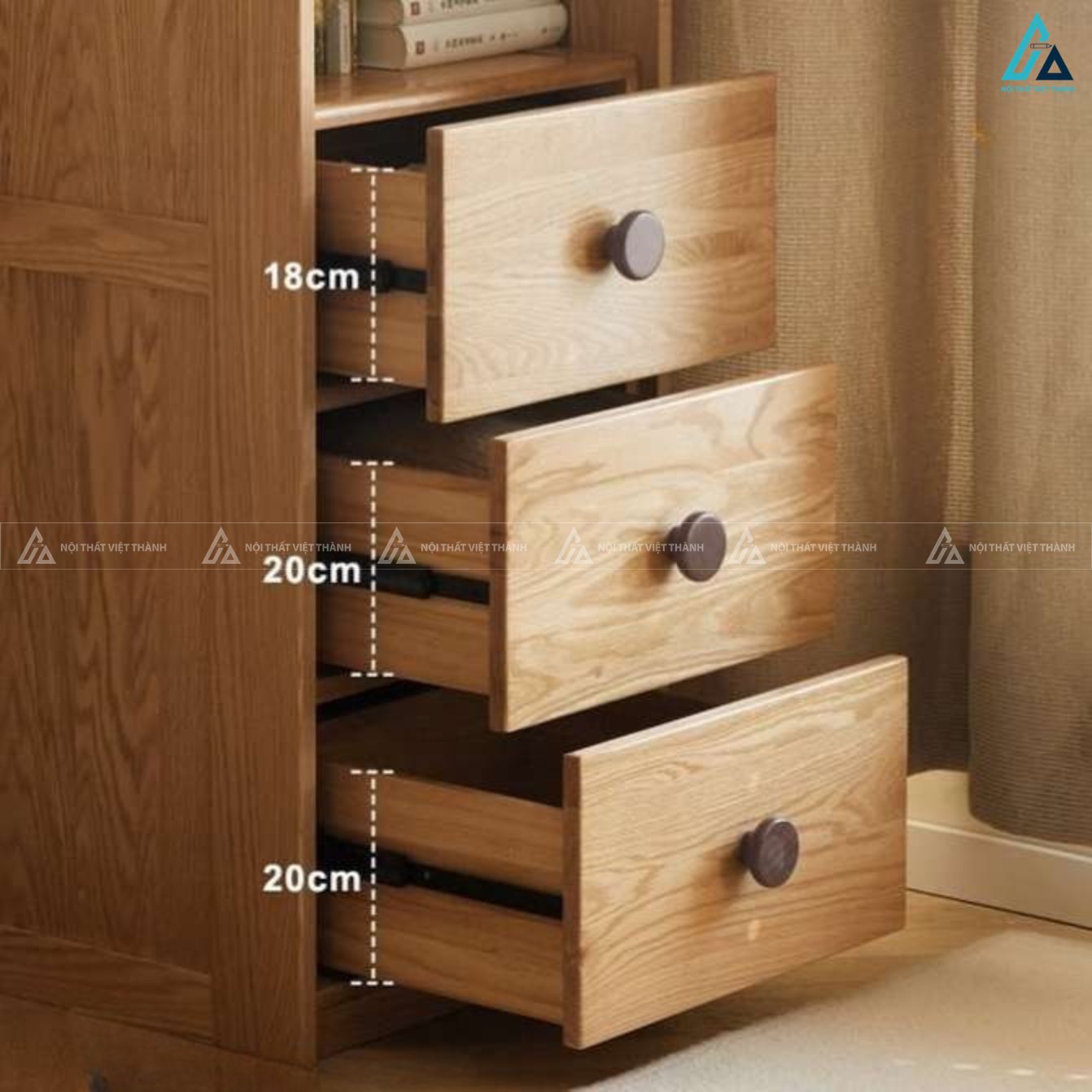 Tủ quần áo gỗ tự nhiên tích hợp kệ trang trí và ngăn kéo thông minh 4
