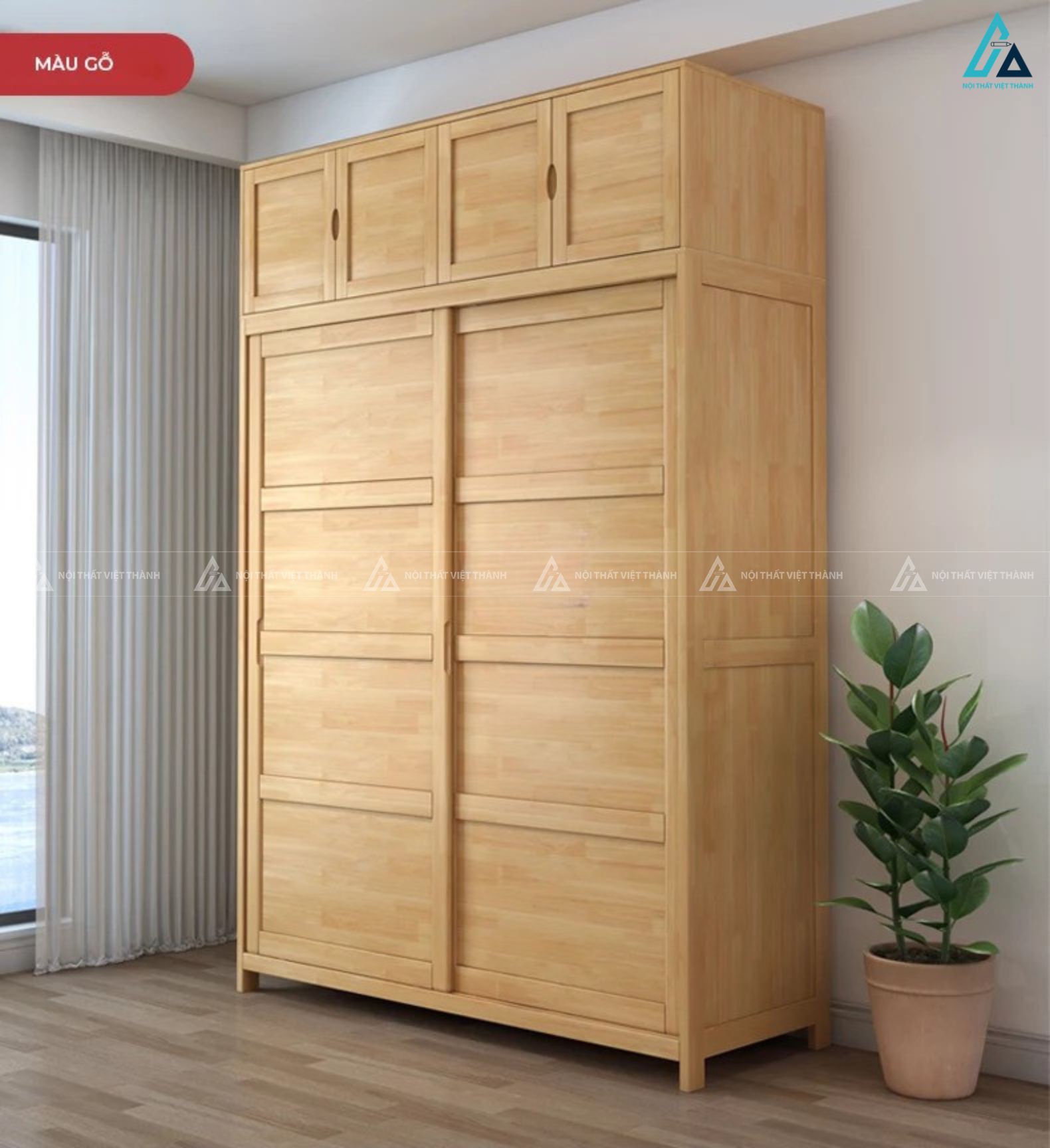 Tủ quần áo gỗ tự nhiên cửa lùa hiện đại tối ưu không gian phòng ngủ 1
