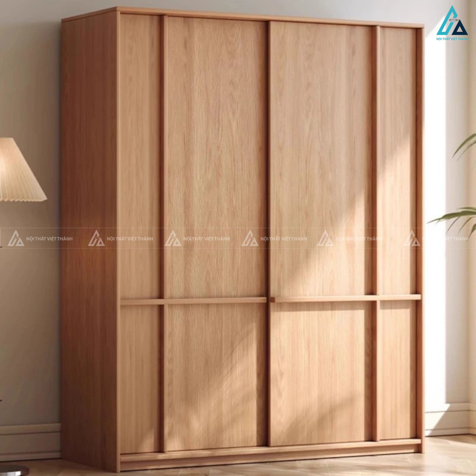 Tủ quần áo gỗ tự nhiên thiết kế tối giản đẳng cấp cho gia đình