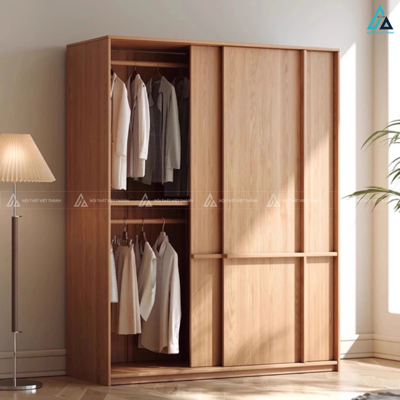 Tủ quần áo gỗ tự nhiên thiết kế tối giản đẳng cấp cho gia đình 1