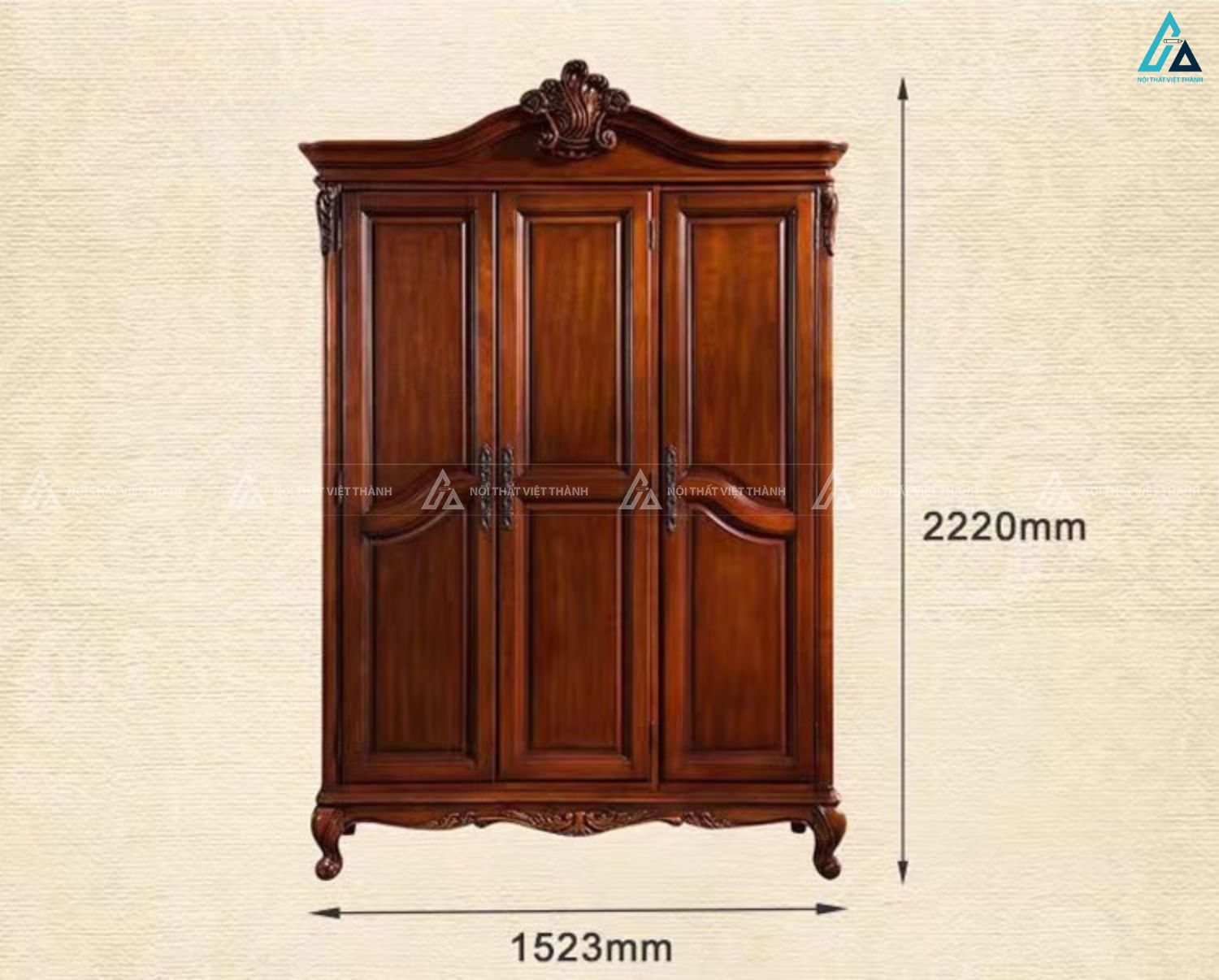 Tủ áo gỗ tự nhiên chạm khắc nghệ thuật phong cách cổ điển 2