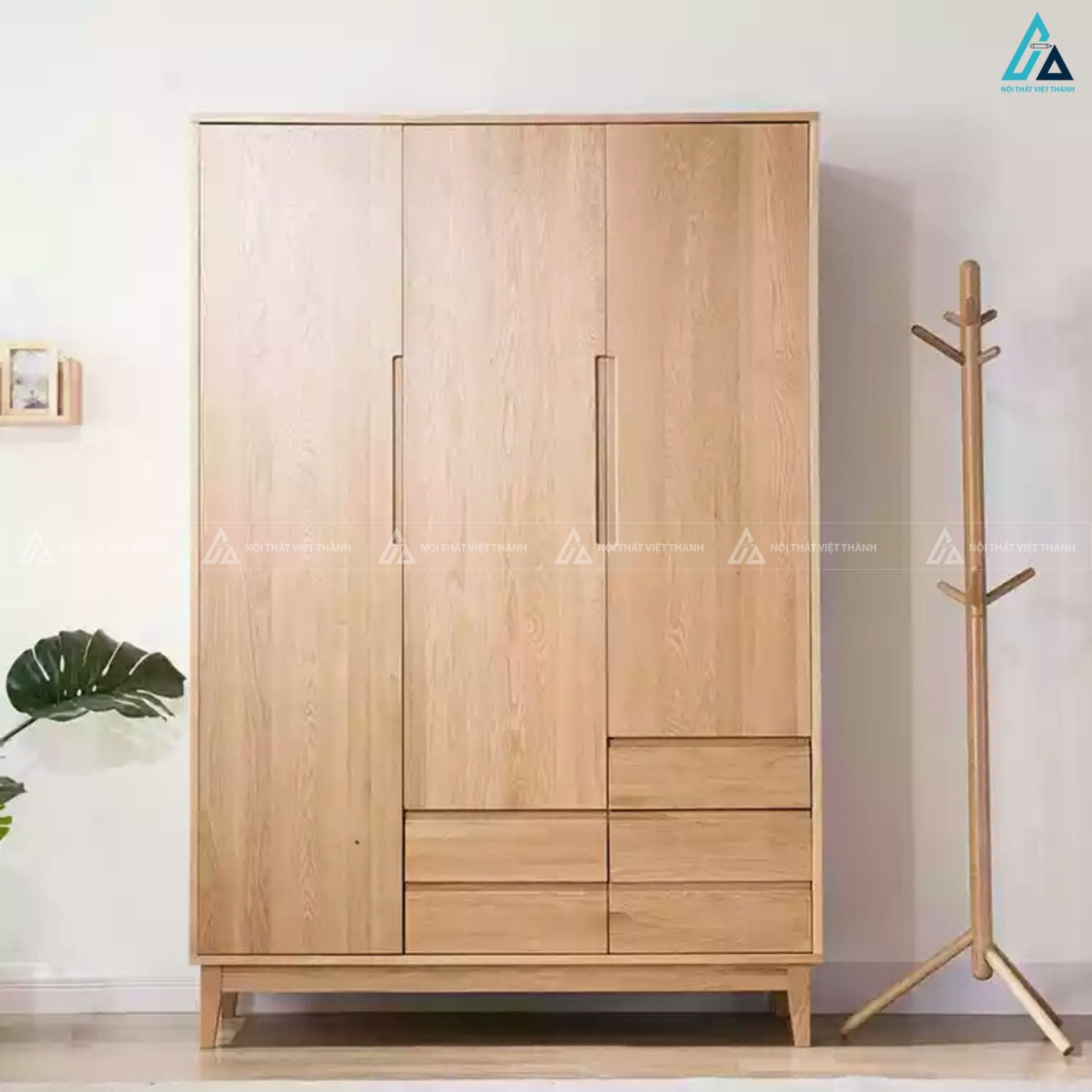 Tủ quần áo gỗ tự nhiên cao cấp phong cách Bắc Âu sang trọng