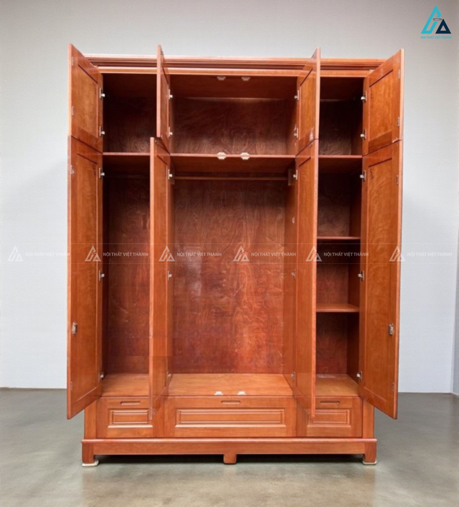 Tủ quần áo gỗ tự nhiên 4 cánh kiểu dáng truyền thống sang trọng 4