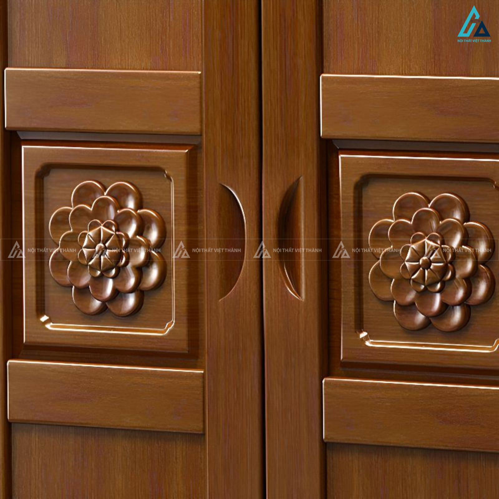 Mẫu tủ áo gỗ tự nhiên thiết kế cổ điển kèm kệ mở thông minh 2