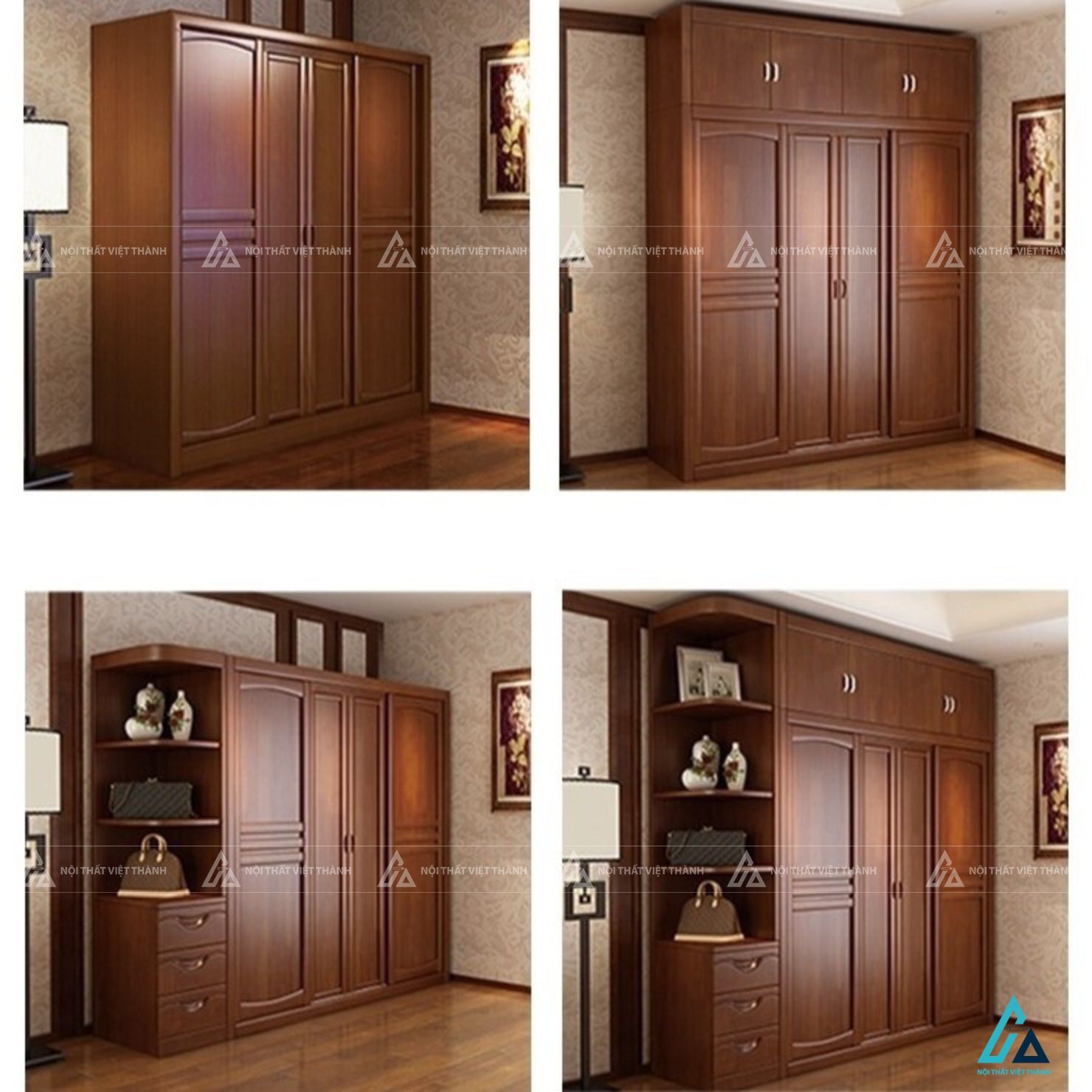 Mẫu tủ áo gỗ tự nhiên 3 cánh kèm kệ decor hiện đại cho phòng ngủ 2