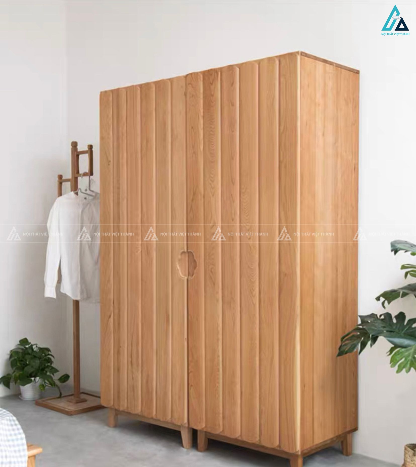 Mẫu tủ áo gỗ tự nhiên phong cách tối giản mang vẻ đẹp nhẹ nhàng