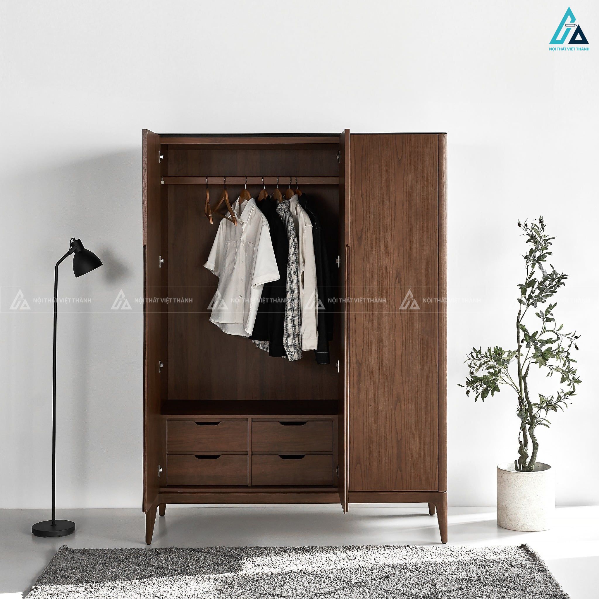 Tủ quần áo gỗ tự nhiên thiết kế tối giản hiện đại sang trọng 1