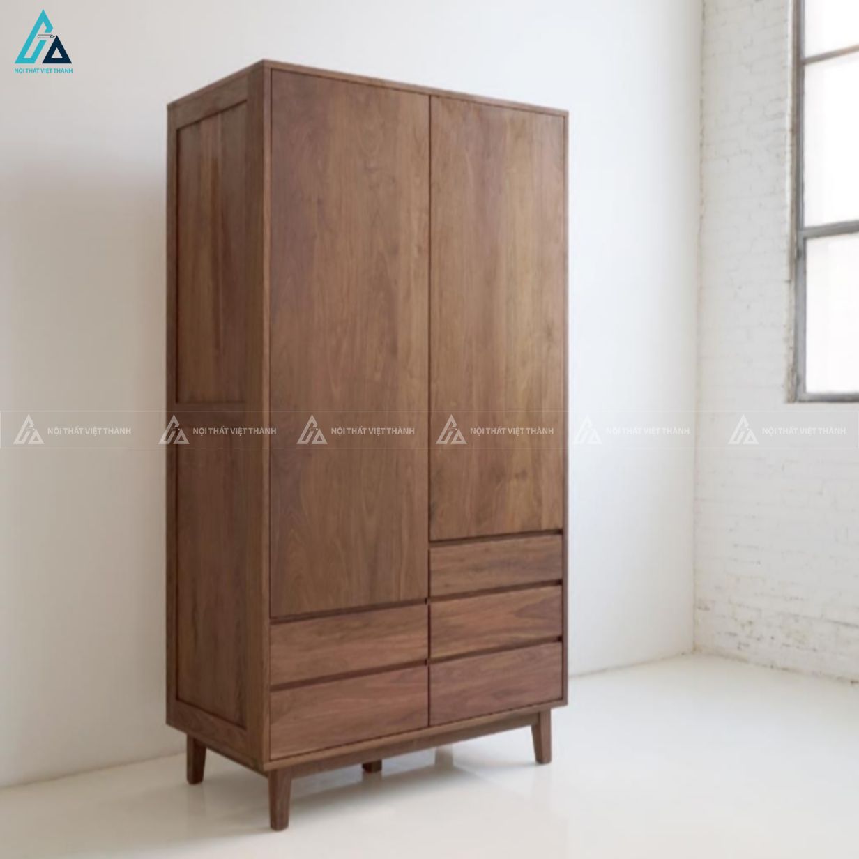 Tủ quần áo gỗ tự nhiên cao cấp phong cách Bắc Âu sang trọng 3