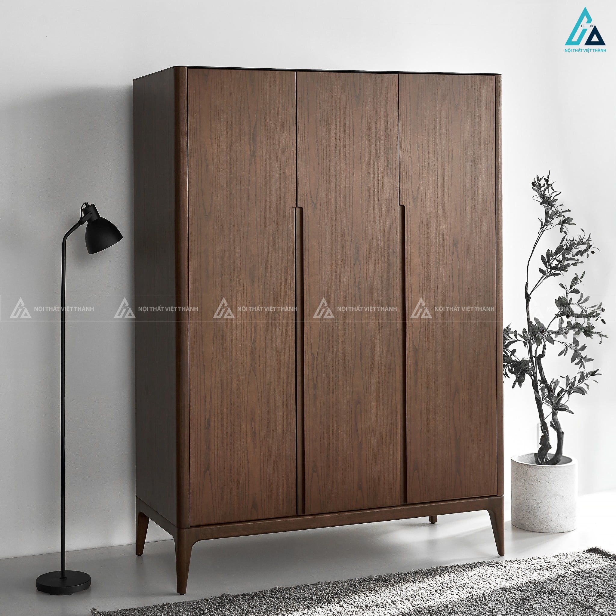 Tủ quần áo gỗ tự nhiên thiết kế tối giản hiện đại sang trọng
