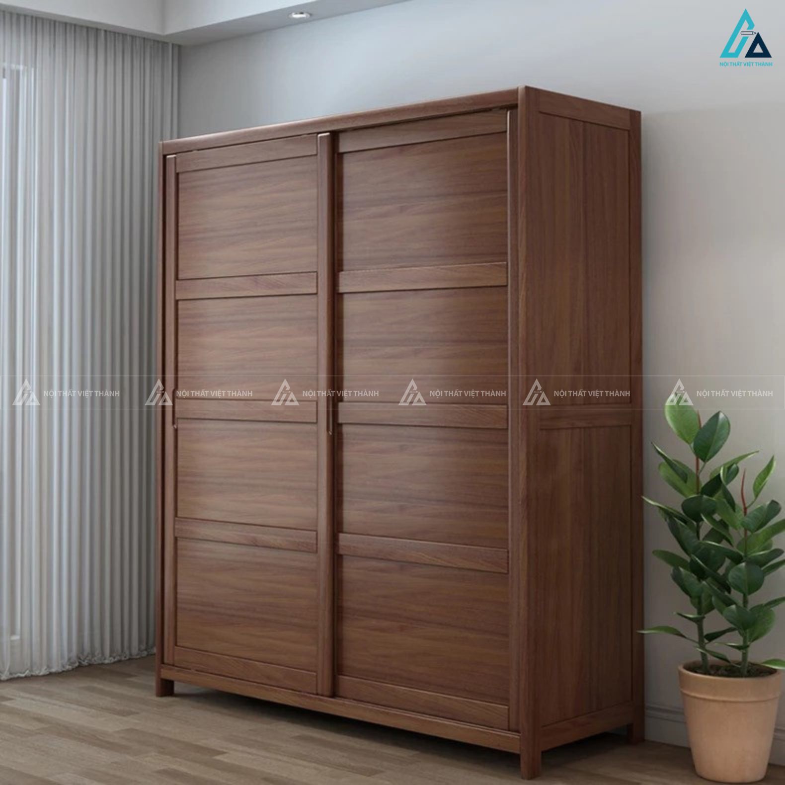 Tủ quần áo gỗ tự nhiên cửa lùa hiện đại tối ưu không gian phòng ngủ 6
