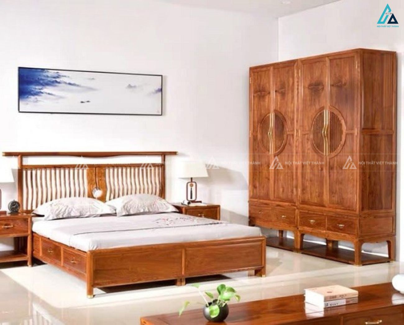 Tủ quần áo gỗ tự nhiên phong cách Trung Hoa cổ điển sang trọng 2