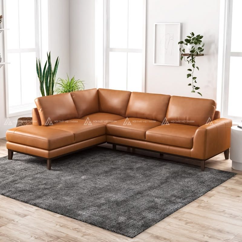 Mẫu sofa da thiết kế chữ L tinh tế