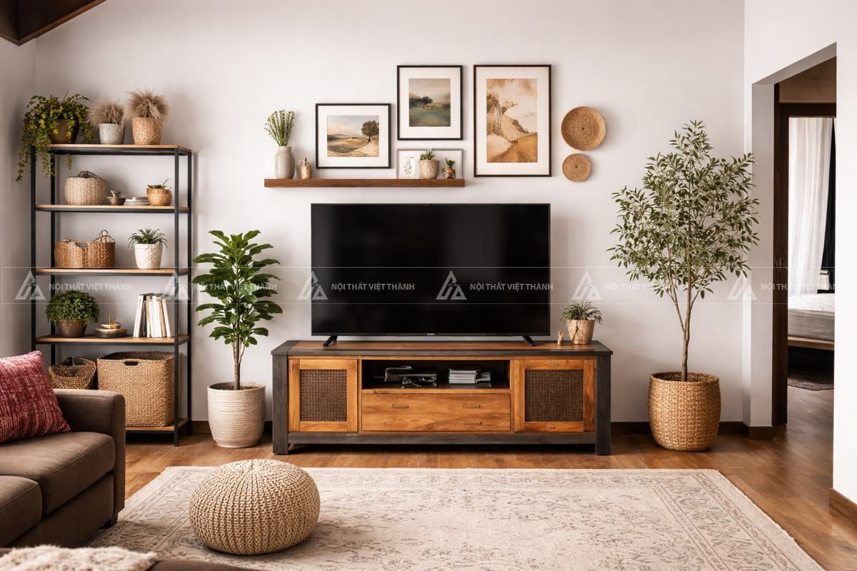 Bố trí kệ tivi cho phòng khách diện tích vừa