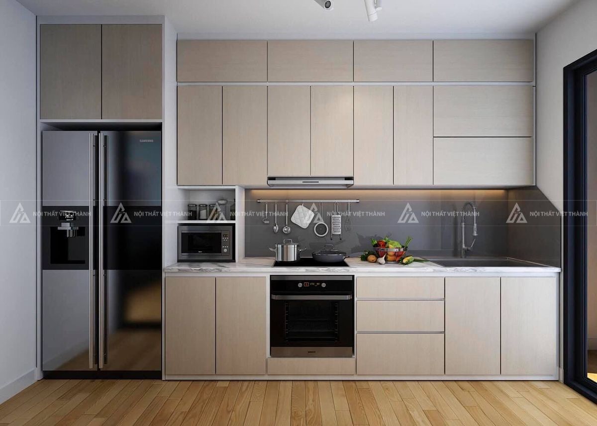 Bố trí nội thất bếp chữ Ichuẩn tam giác công năng