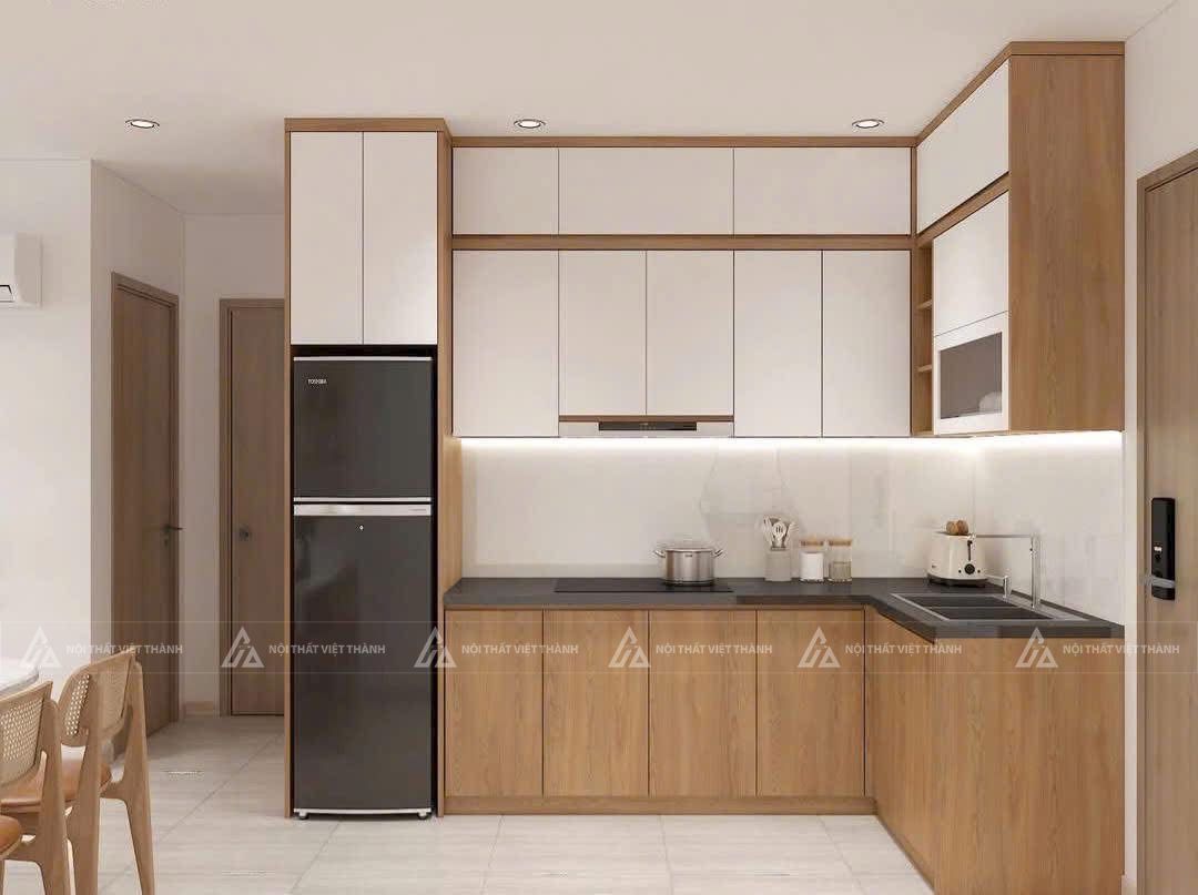 Bố trí nội thất bếp chữ L chuẩn tam giác công năng