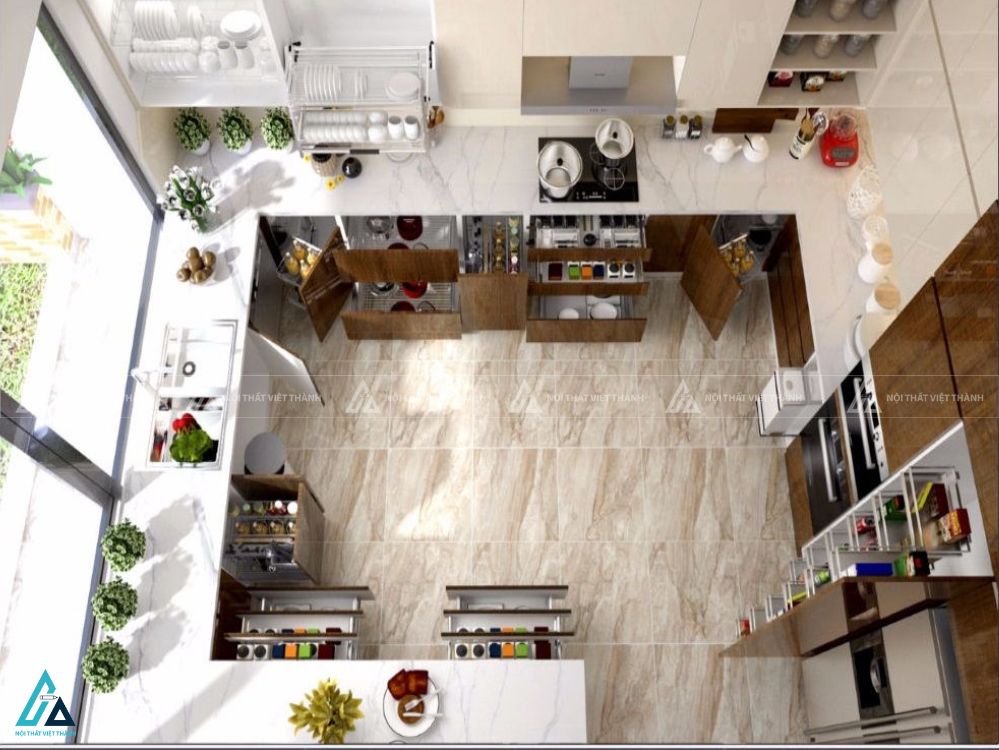 Bố trí nội thất bếp chữ G chuẩn tam giác công năng
