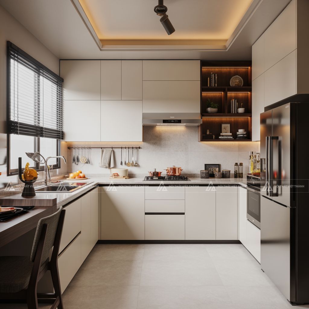 Bố trí nội thất bếp chữ U chuẩn tam giác công năng