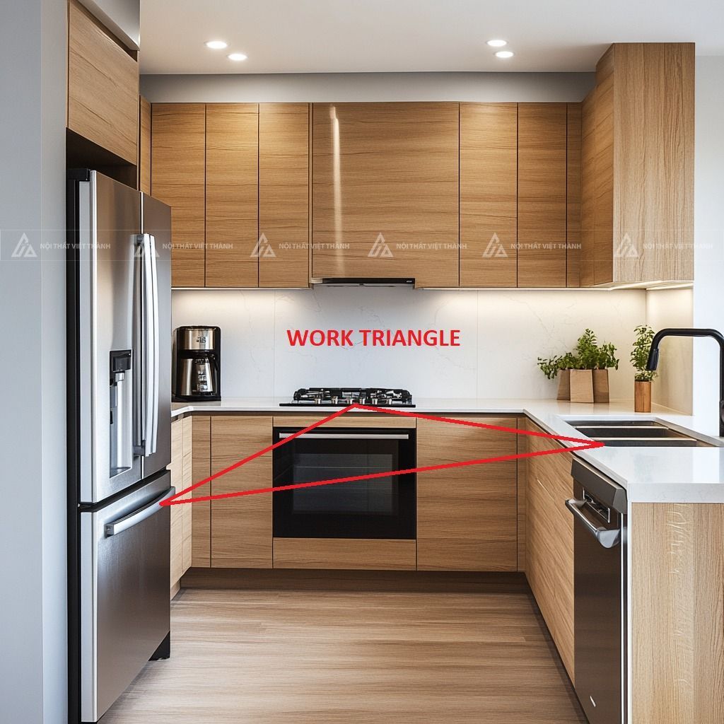Hướng dẫn bố trí nội thất phòng bếp chuẩn tam giác công năng