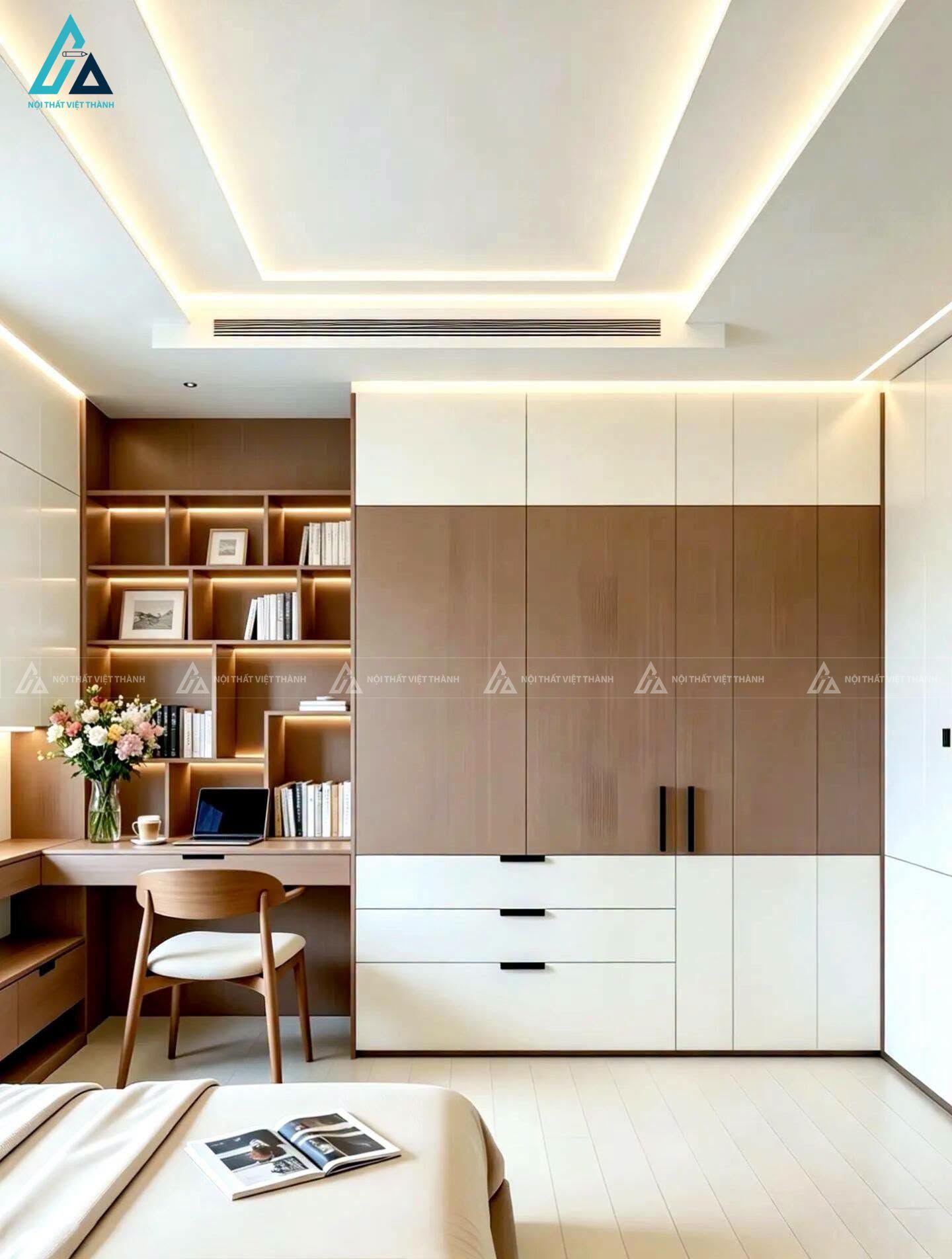 Hệ tủ kịch trần giúp tận dụng không gian theo chiều dọc trong nhà phố nhỏ