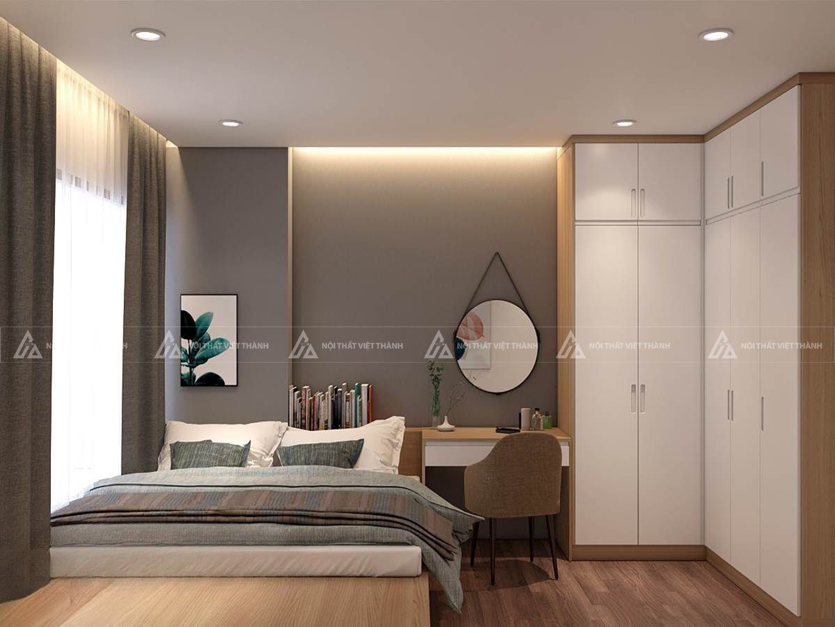Bố trí tủ quần áo chữ L tận dụng góc phòng ngủ