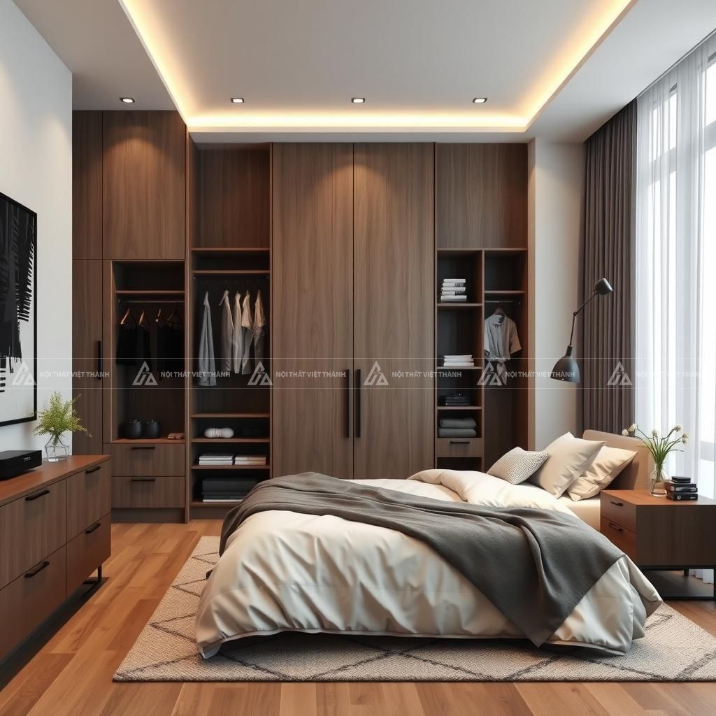 Bố trí tủ quần áo trong phòng ngủ hợp lý và tối ưu