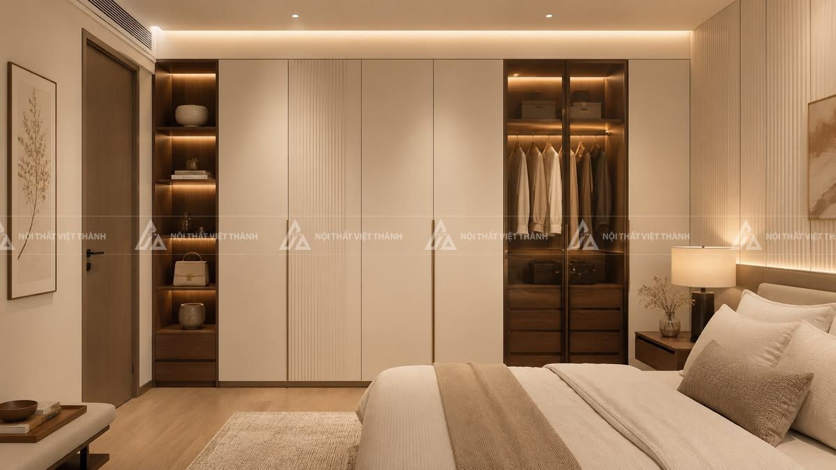 Sử dụng tủ quần áo âm tường mở rộng diện tích phòng 
