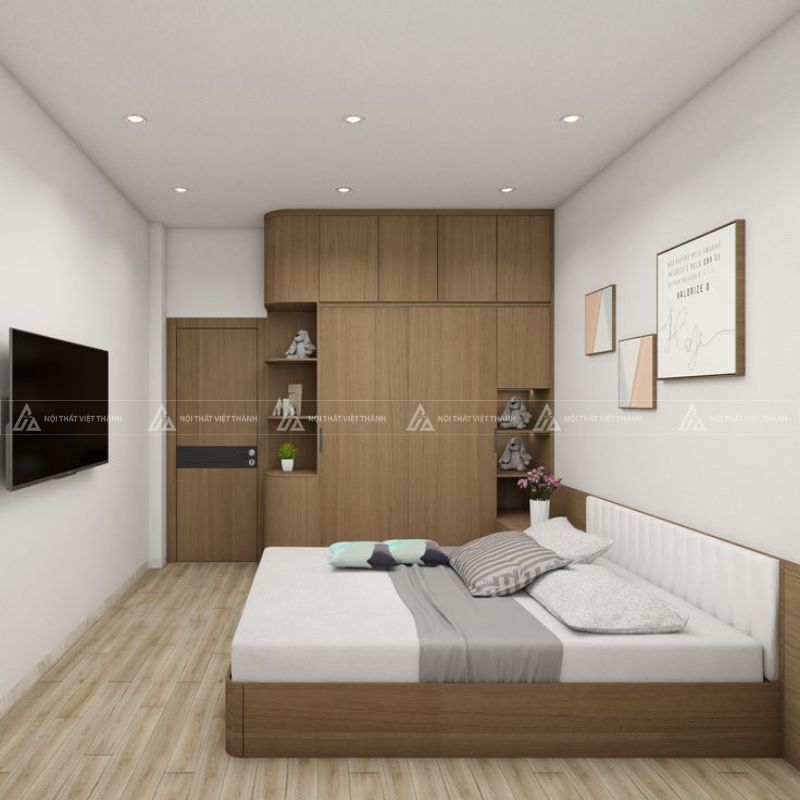 Bố trí tủ quần áo trong phòng ngủ có diện tích vừa