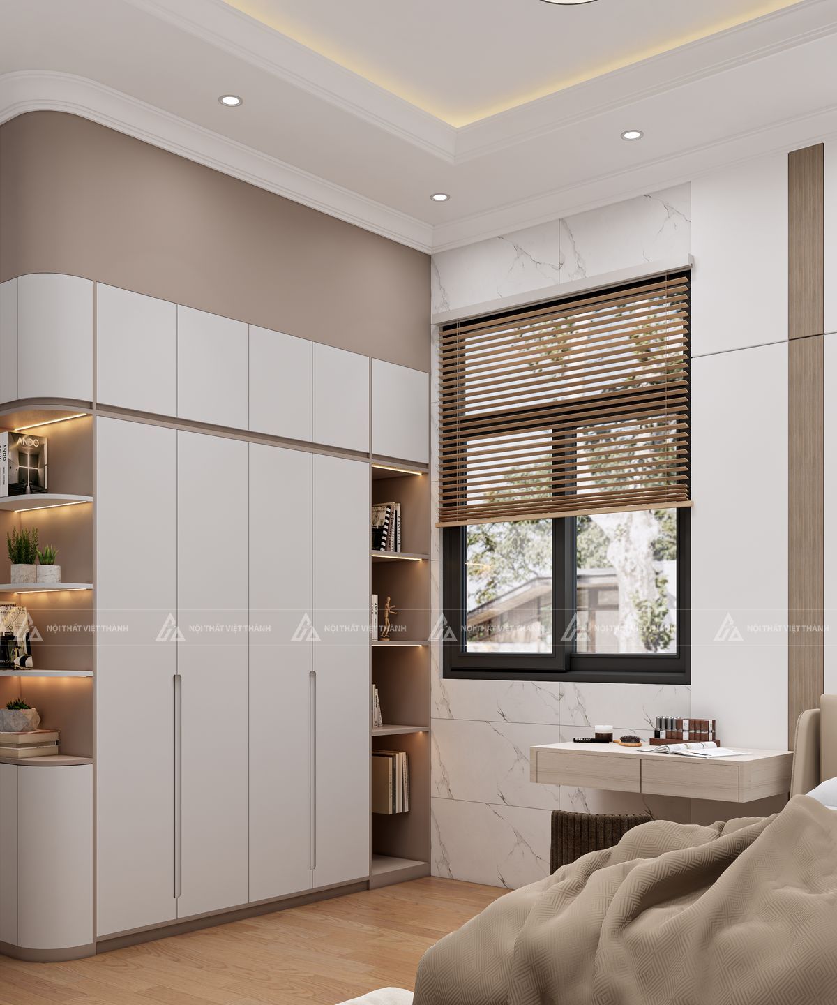 Bố trí tủ quần áo trong phòng ngủ phù hợp theo diện tích
