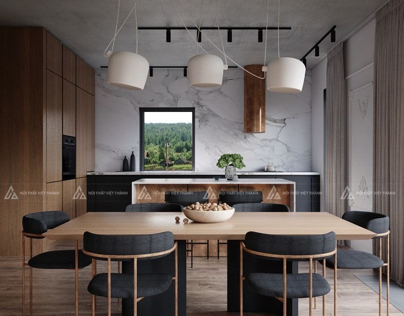 Cân nhắc lựa chọn bộ bàn ăn đồng bộ với bếp