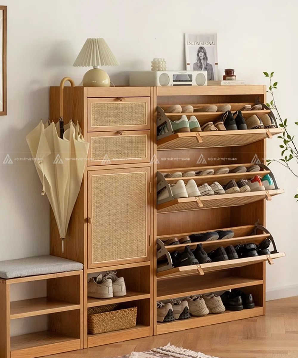 Mẫu tủ giày dép cánh lật thông minh tiện lợi