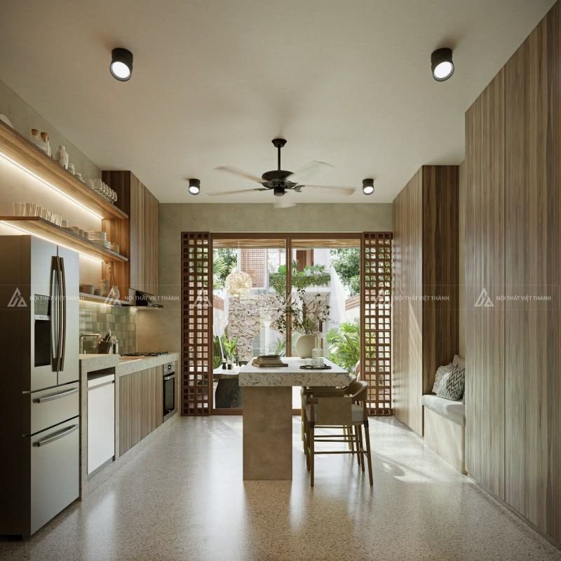 Nội thất phòng bếp nhà ống phong cách sang trọng