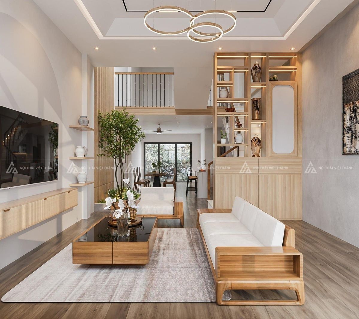 Nội thất nhà phố đơn giản với gam màu ấm cúng