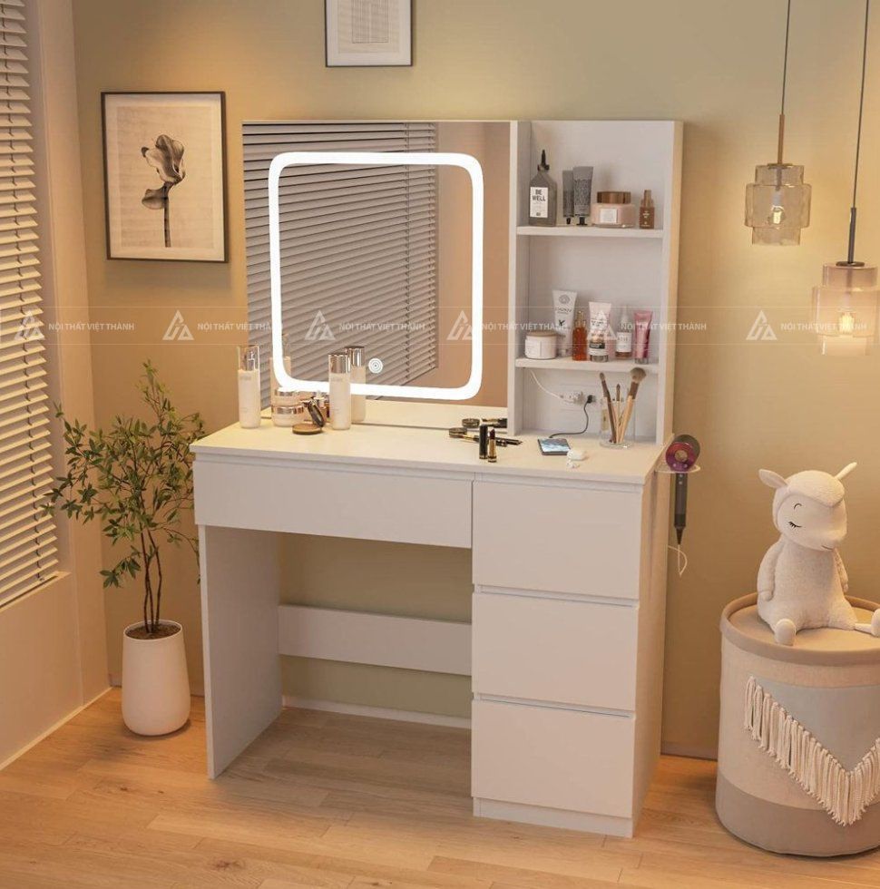 Bàn trang điểm màu trắng hiện đại