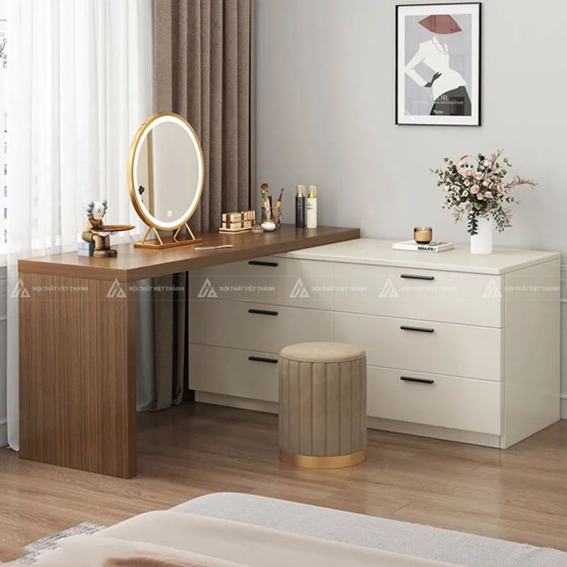 Mẫu bàn trang điểm chữ L tiện nghi